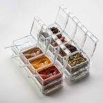 4 Grid Acrylic Seasoning Spice Box Kit with Spoon